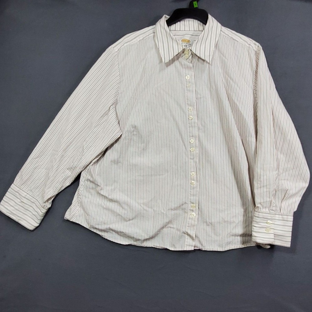 Talbots Button Down Shirt Womens Size 22W Striped Cotton Multicolored